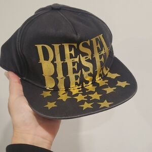 Diesel Black Baseball Cap with Gold Metallic Stars
